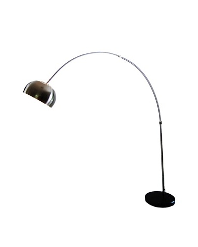 100 Essentials Marble-Base Arc Floor Lamp, Silver/Black