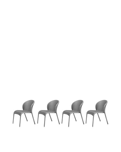 100 Essentials Set of 4 Flora All-Weather Dining Chairs, JetsonAs You See