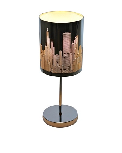 100 Essentials Urban Skyline Table Lamp, Black/Silver