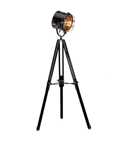 100 Essentials Hollywood Tripod Floor Lamp, Black/Silver