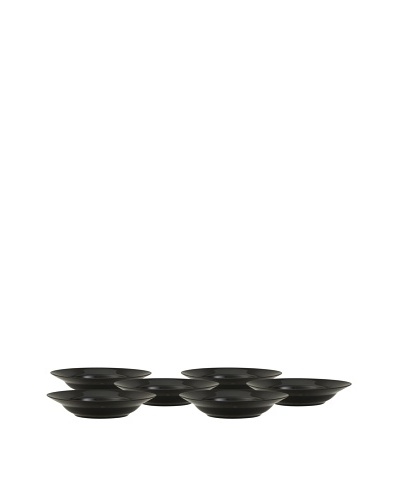 10 Strawberry Street Set of (6) 9 Black Rim Soup Bowls