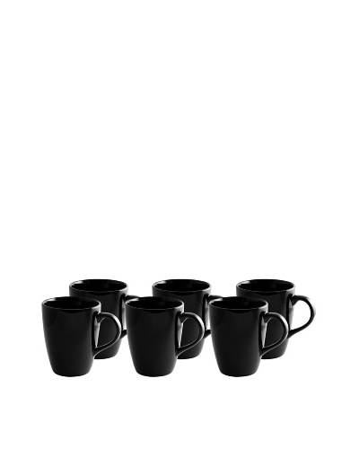 10 Strawberry Street Set of (6) 12-Oz. Black Rim Tall Barrel Mugs