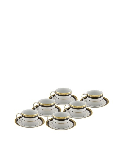 10 Strawberry Street Set of (6) 8-Oz. Sahara Black Cups with Saucers