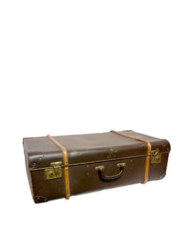 Vintage Leather Traveling Trunk III, Dark Brown