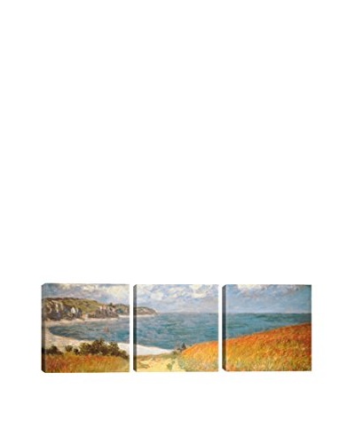 Claude Monet Path Through The Corn At Pourville (Panoramic) 3-Piece Canvas Print