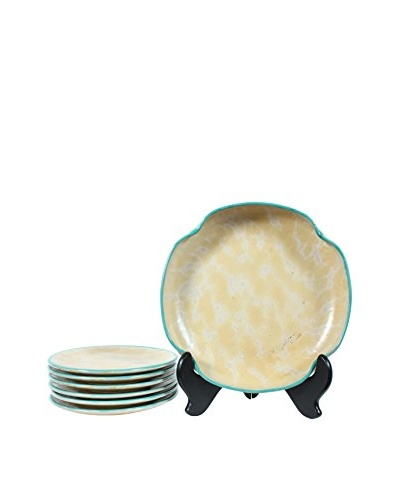 1962 7-Piece Ekeby Fruit Bowl & Plate Set, Yellow/Light Blue