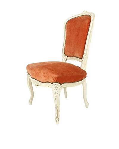 1920’s French Parlor Chair, Orange/White