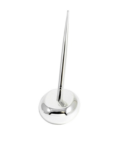 Silver-Plated Oval Pen Stand with Pen