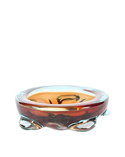 Murano Glass Dish, Turquoise/Orange