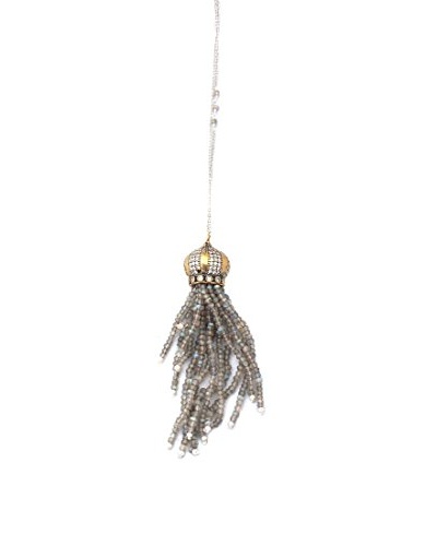 Tassel Necklace, Grey/Silver