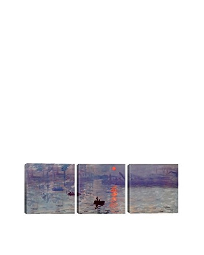 Claude Monet Sunrise Impression (Panoramic) 3-Piece Canvas Print