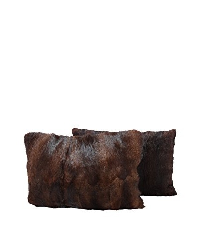 Set of 2 Brown Mink Pillows, Pair V, 14 x 20