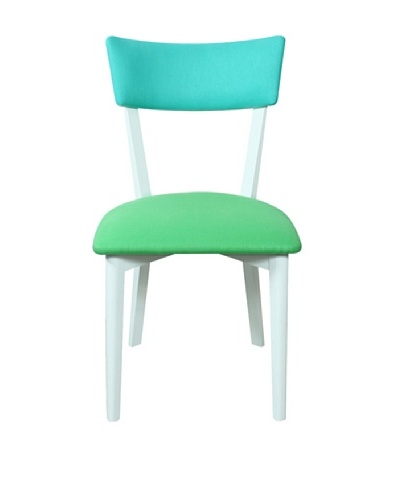 Armless Dining Chair, Green/ White/ Blue