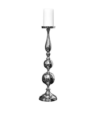 Nickel Pillar Candle Holder, Silver