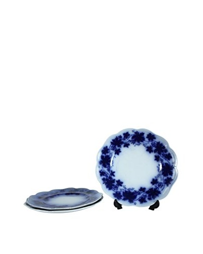 Set of 3 Flow Blue Vinranka Salad Plates, Blue/White