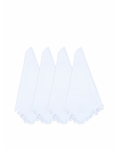 Set of 4 South Seas Napkin with Fringe, White