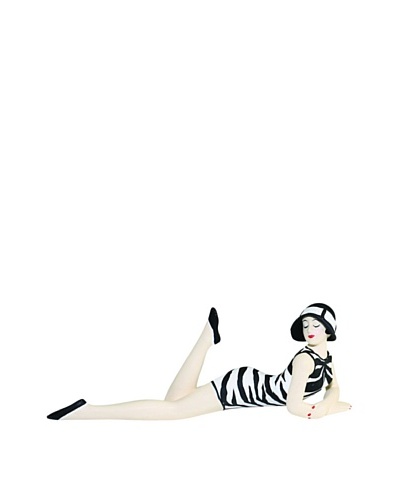 Small Resin Beach Beauty in Zebra Print Swimsuit with Black Sun Hat