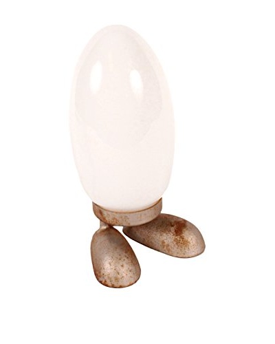 Egg Lamp With Feet, White/Silver
