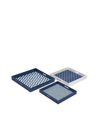 Set of 3 Essentials Graphic Navy Trays