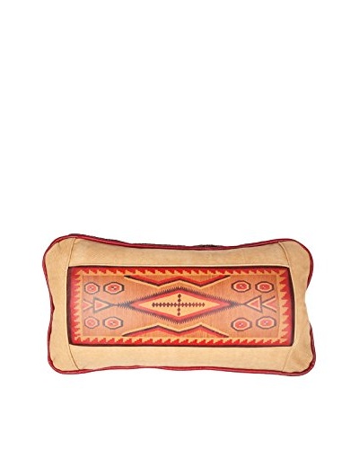 Southwestern Rug Leather Pillow, Chamois