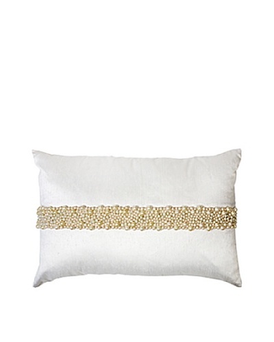 Pearl Band Pillow, White, 14 x 21