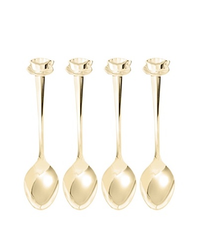 Set of 4 Gold Plated Cup & Saucer Demitasse Spoons