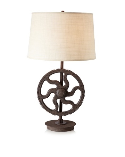 Industrial Gear Table Lamp, Poly Dark Rush, Large