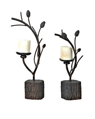 Pine Branch Candleholder Set