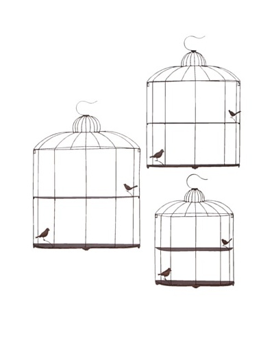 Set of 3 Metal Birdcage Shelves