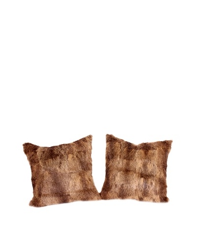 Pair of Upcycled Beaver Pillows, Brown, 18″ x 18″