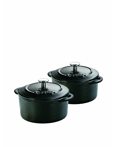 Lodge Set of 2 Enameled Mini Round Cocottes [Black]