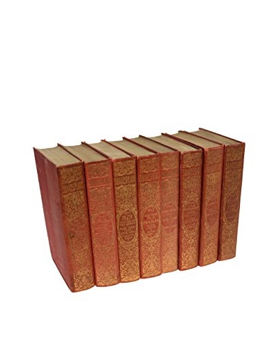 Set Of 8 Shakespeare Classic Clothbound Books, Muted Red