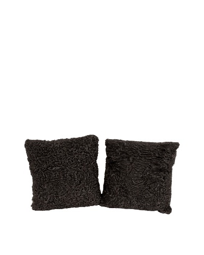 Pair of Upcycled Lambswool Pillows, Black, 18″ x 18″