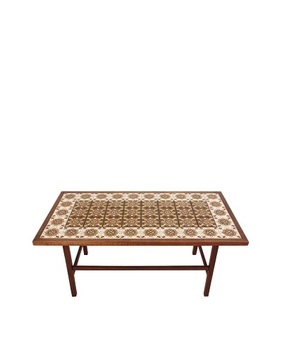 Moroccan Tile Coffee Table, Brown/White/Yellow/Black