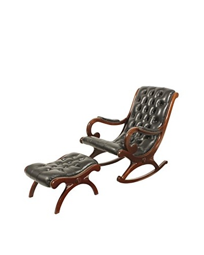 York Slipper Chair And Ottoman, Black/Brown