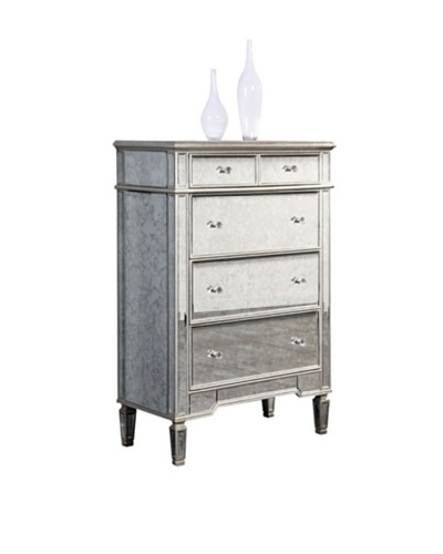 Florentine 5-Drawer Cabinet, Silver Leaf/Antique Mirror