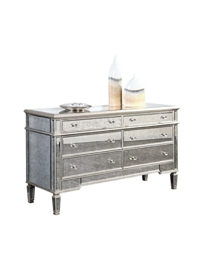 Florentine 6-Drawer Dresser, Silver Leaf/Antique Mirror