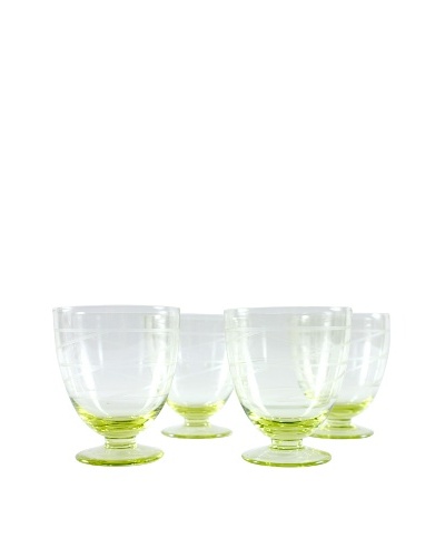 Set of 4 Etched Glasses, Yellow