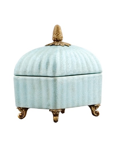 Handpainted Porcelain Collection Box, Soft Blue Crackle