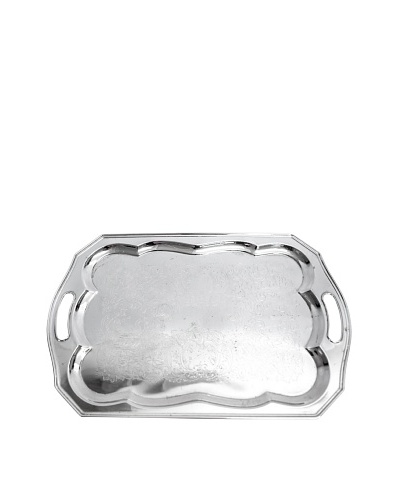 Vintage Ruffled Rectangular Silver Serving Tray, c.1940s