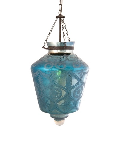 Indigo Etched Glass Pendant Light