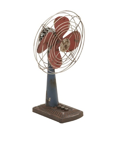 Decorative Metal Desk Fan with 3 Push Buttons on Base