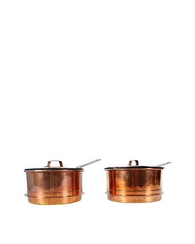 Pair of Vintage Swedish Copper Pots with Lids, Metallic