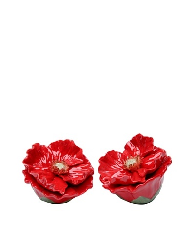 Porcelain Red Poppy Salt & Pepper Shaker Set