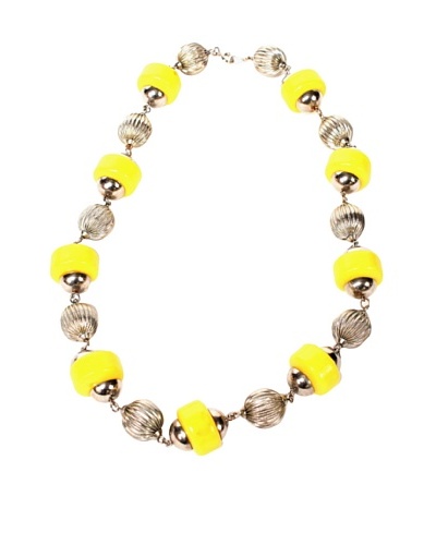 Bakelite Silver Tone Necklace, Silver/Yellow