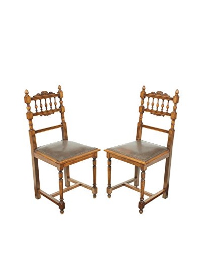 Pair of Renaissance Style Chairs, Brown