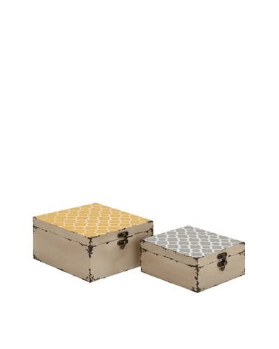Set of 2 Patterned Wooden Boxes