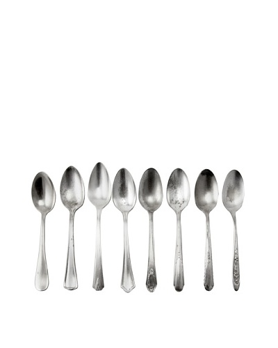 Set of 8 Vintage Silver-Plated Multi- Patterned Teaspoons, c.1940s