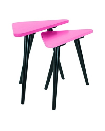 Small Teapoy Table with Shiny Black leg, Pink