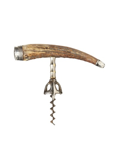 1905 American Walker Stag-Handle Corkscrew with Sterling Silver Caps